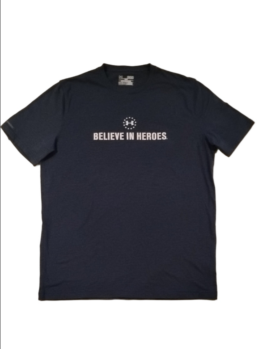 3/$20 Under Armour HeatGear Men’s Navy 'Believe in Heroes' Graphic Tee